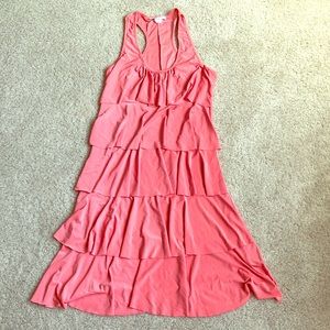 Coral layered spandex party dress